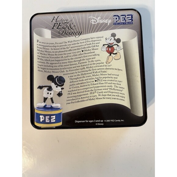 Disney PEZ Mickey 80 Years Collectible Tin Set Limited Ed 2007 NOS - Picture 2 of 4